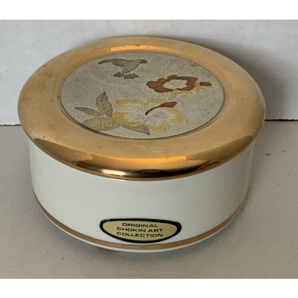 Original Chokin Art Collection 24KT Gold “Hummingbird” Trinket Box